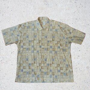 Burma Bibas Men’s XXL Geometric Button-Up Shirt Cotton/Rayon/Linen